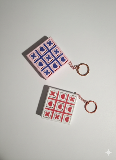 Love Hearts Tic Tac Toe keyring