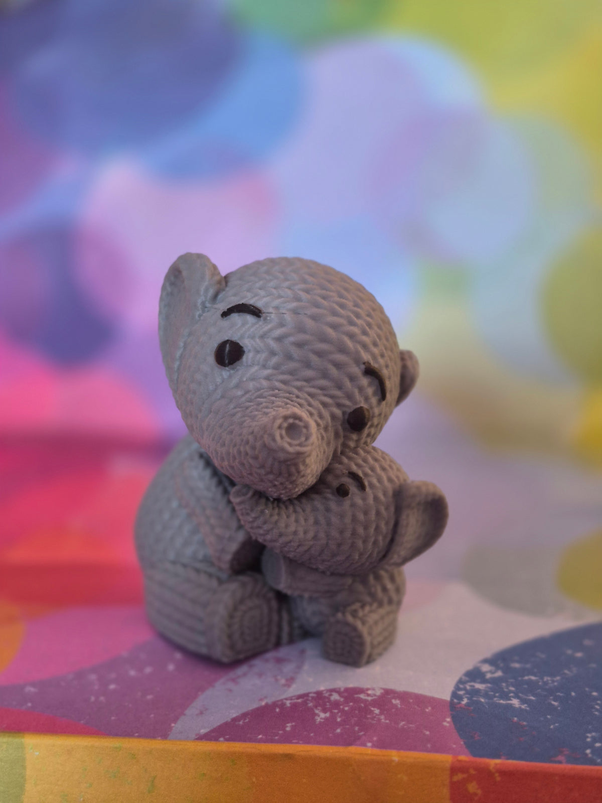Faux knitted Elephant Mum and Babies