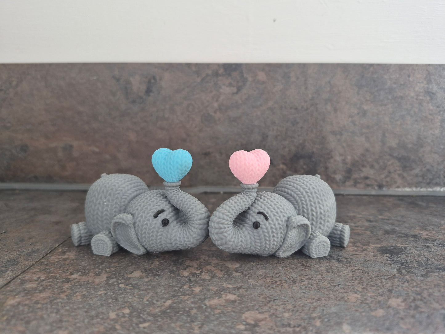Faux knit elephant with heart
