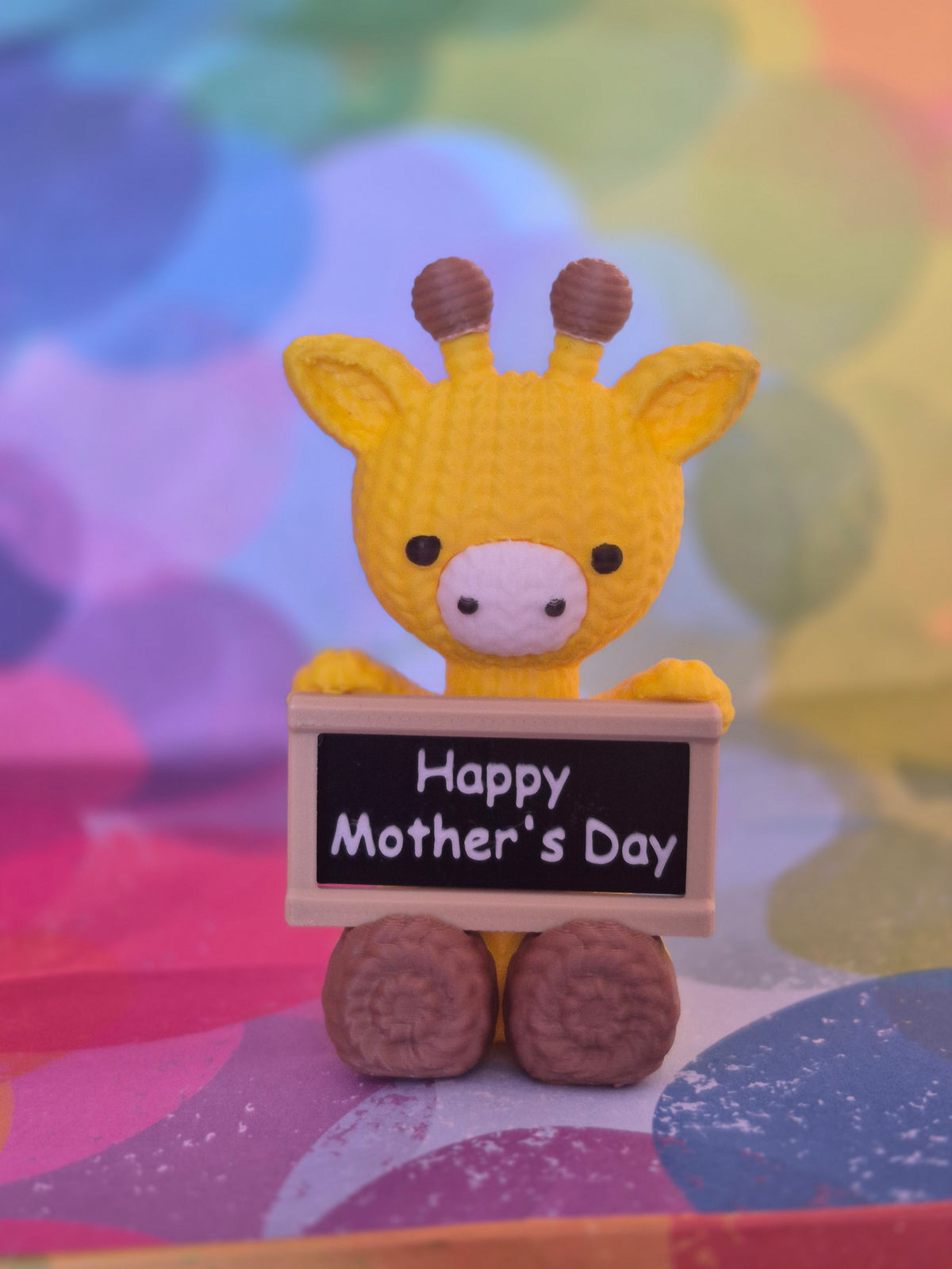 Faux Knit Giraffe with sign