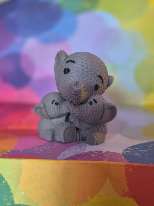 Faux knitted Elephant Mum and Babies