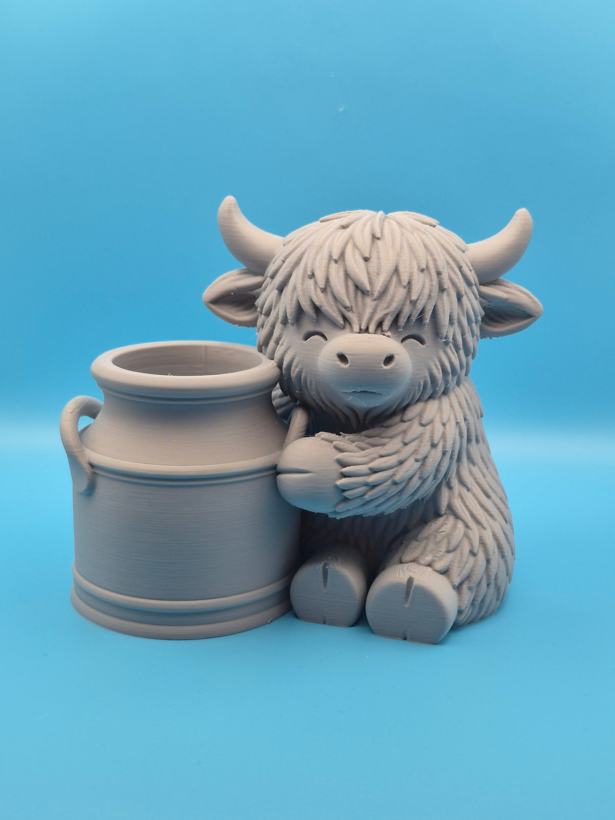 Highland Cow with Milk Canister