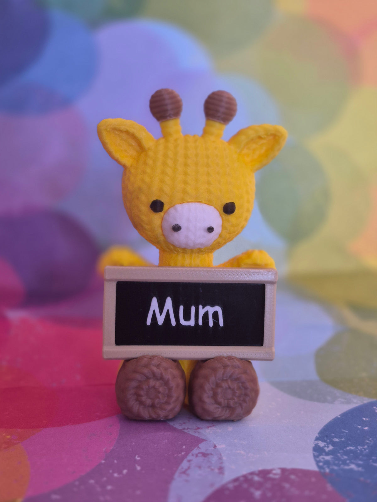 Faux Knit Giraffe with sign